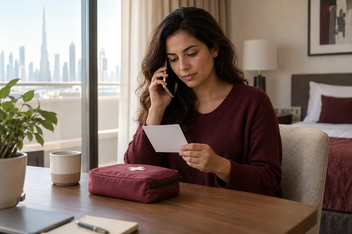 Adult seeking guidance by phone while reviewing a note